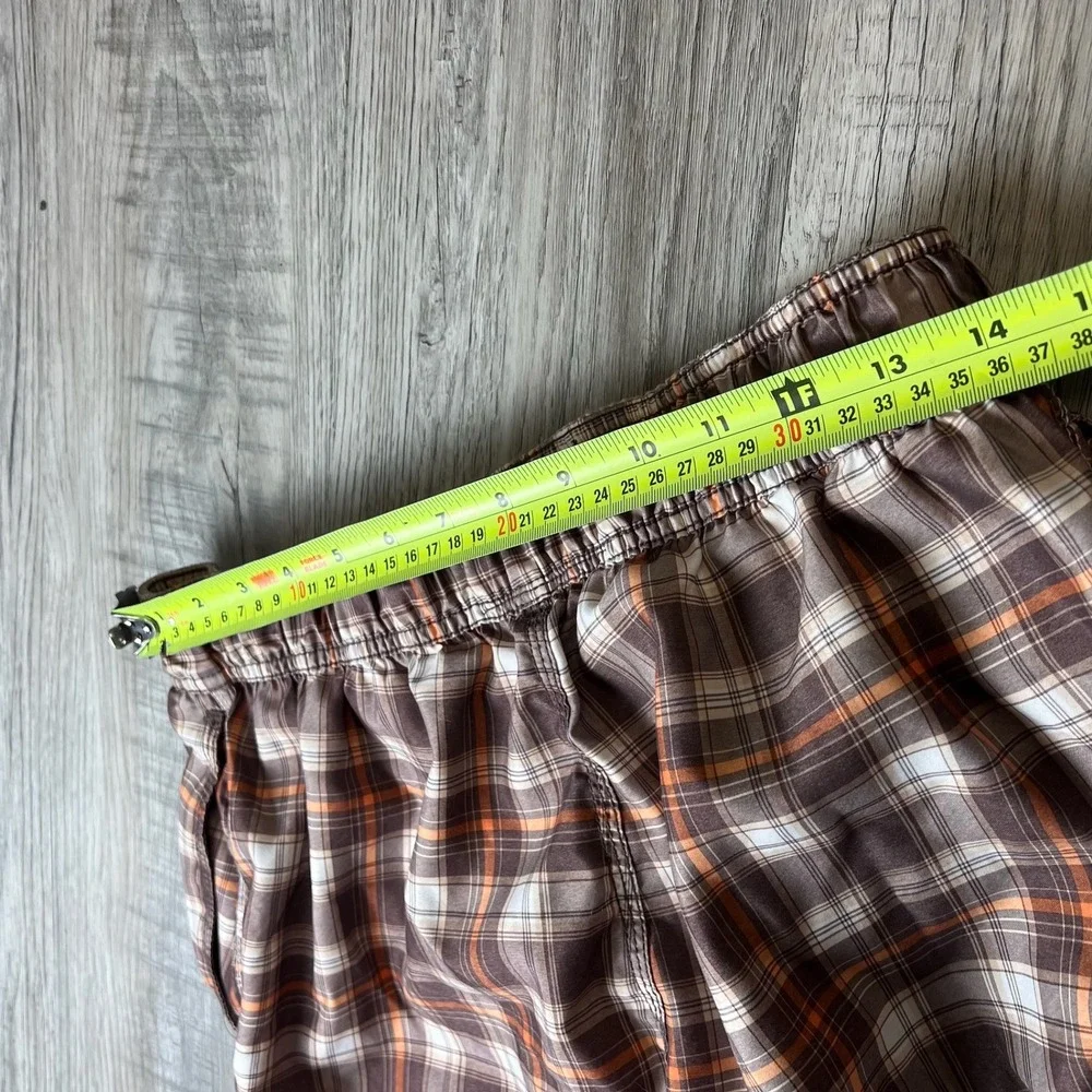 Old‎ Navy Board Shorts Mens Medium Brown Orange Plaid Cargo Swim Trunks SPR09